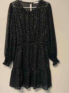 LC Lauren Conrad Black Dress with Gold Star Motif
